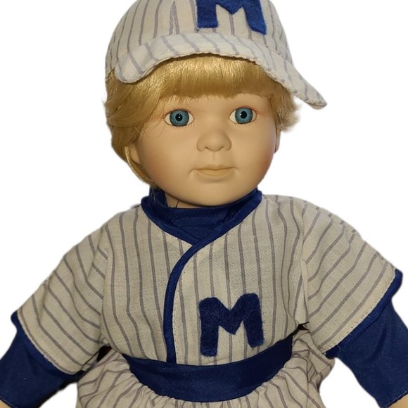 Porcelain Baby Doll Baseball Michael Hand-Painted by Special Moments Brand - Picture 2 of 11